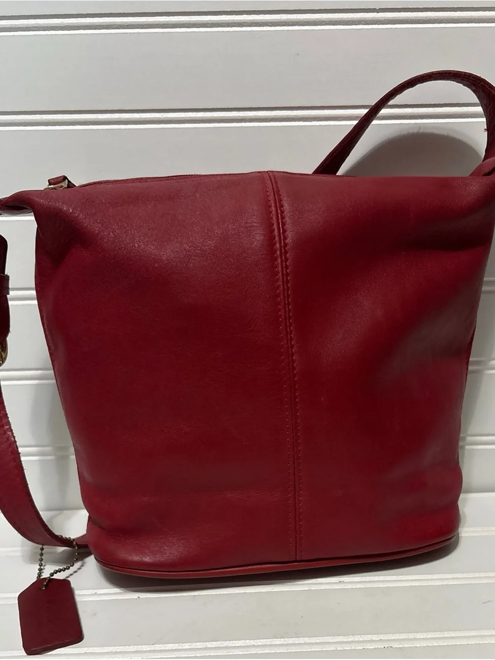 COACH Vintage Red Soft Leather Soho Slouchy Hobo Bucket Shoulder Bag Tote 4148